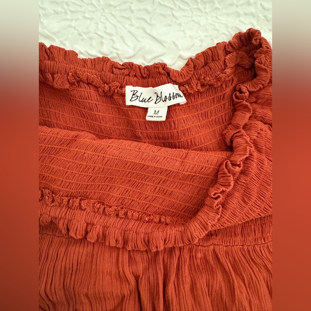 Rust Orange Flowy Dress - Picture 2 of 4